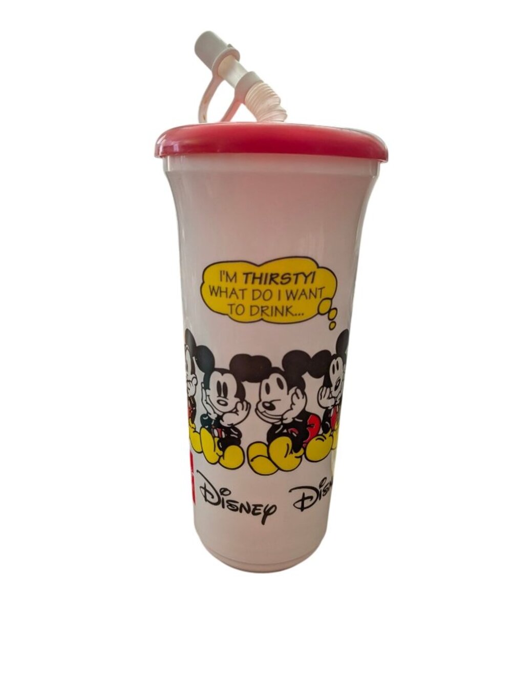 Vintage Disney Mickey Mouse 32 Oz Sport Sipper Cup With Red Lid & Straw - Fun Ca